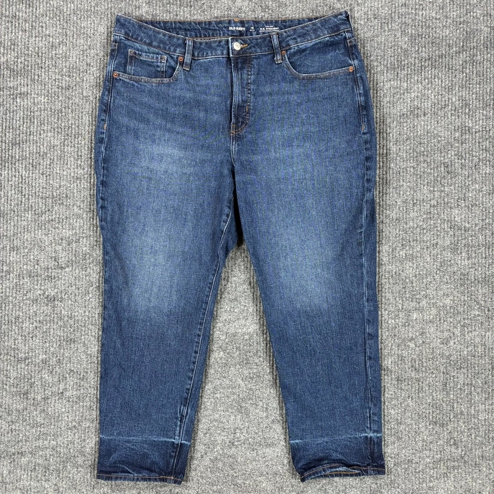 Old Navy O.G. Straight Jeans Womens Size 16 Petite Blue Denim Capri High Rise